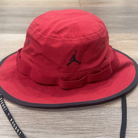 Jordan Jumpman Bucket Hat With Drawstring L/XL Red Black Streetwear EUC Rare - Picture 2 of 8